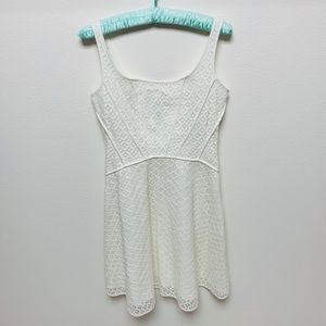 Max Studio White Lace Cotton Fit n Flare Dress